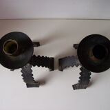 Pair of metal candlesticks