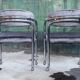 Fauteuil chromé postmoderne velours gris, roulettes