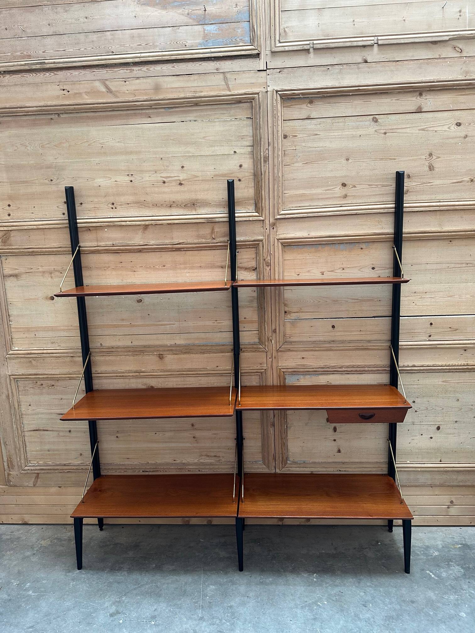 Modular teak shelf by Louis Van Teeffelen 1950s