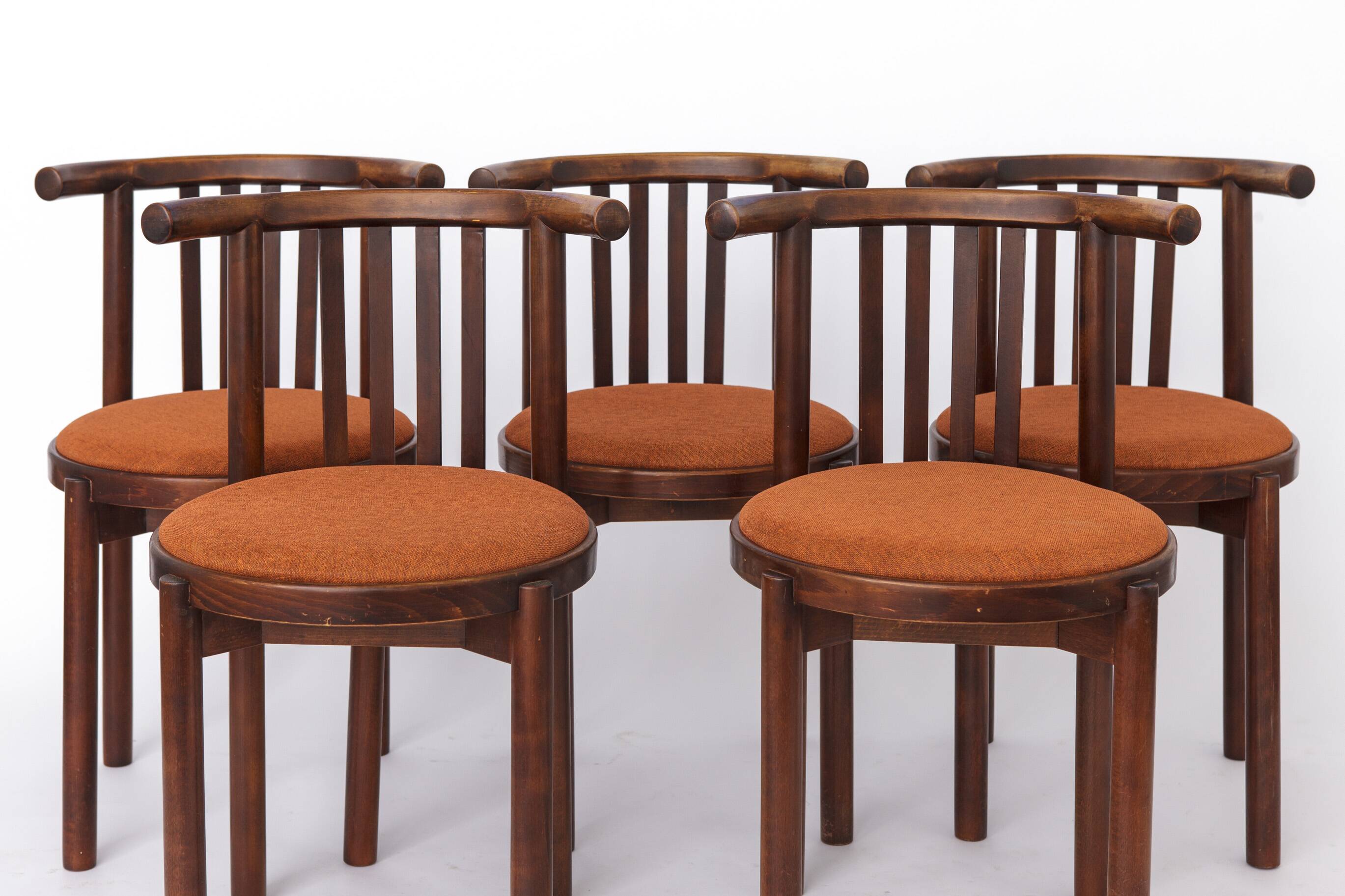 5 Bentwood Chairs 1950s, Vintage Beech Wood Chairs, Mid Century Dining
