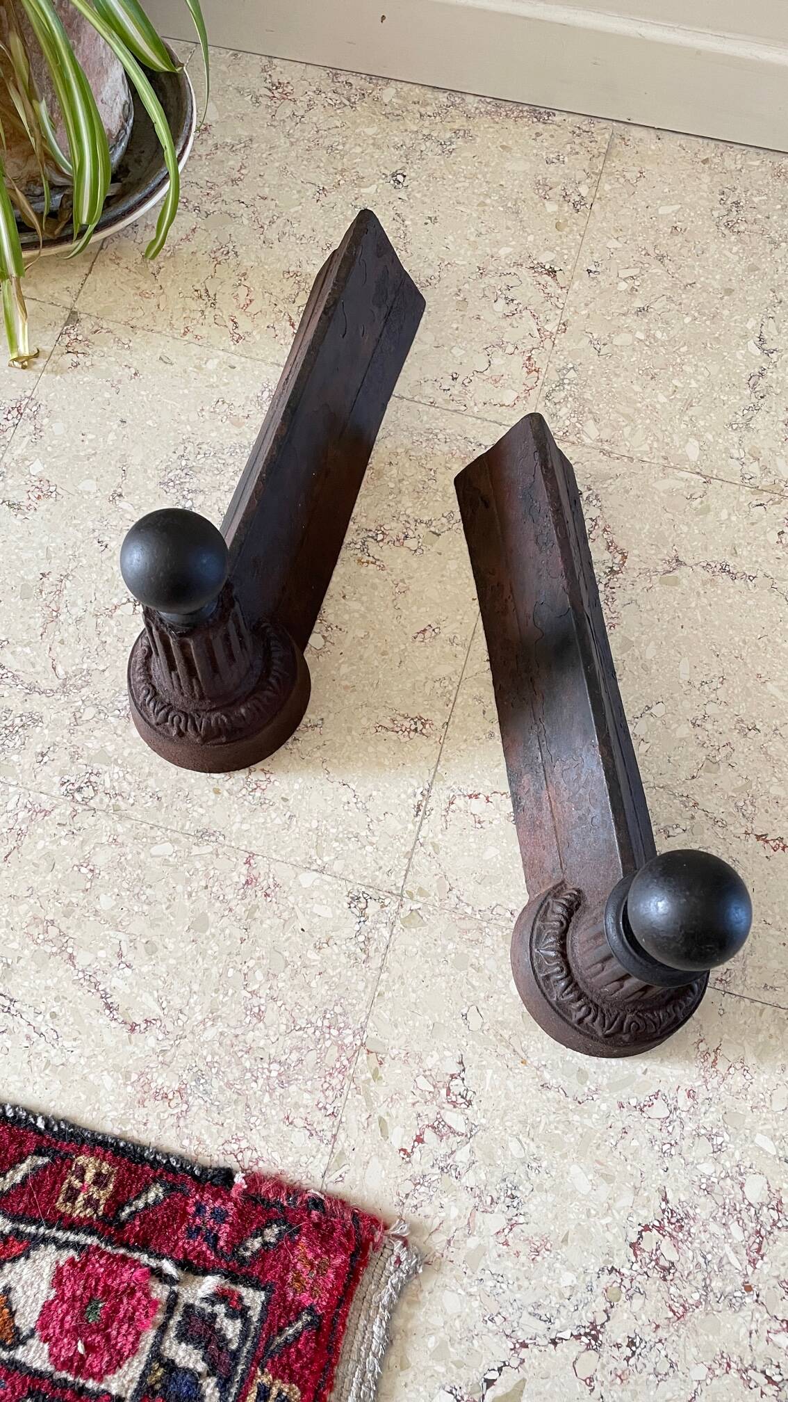 Pair of old vintage steel andirons