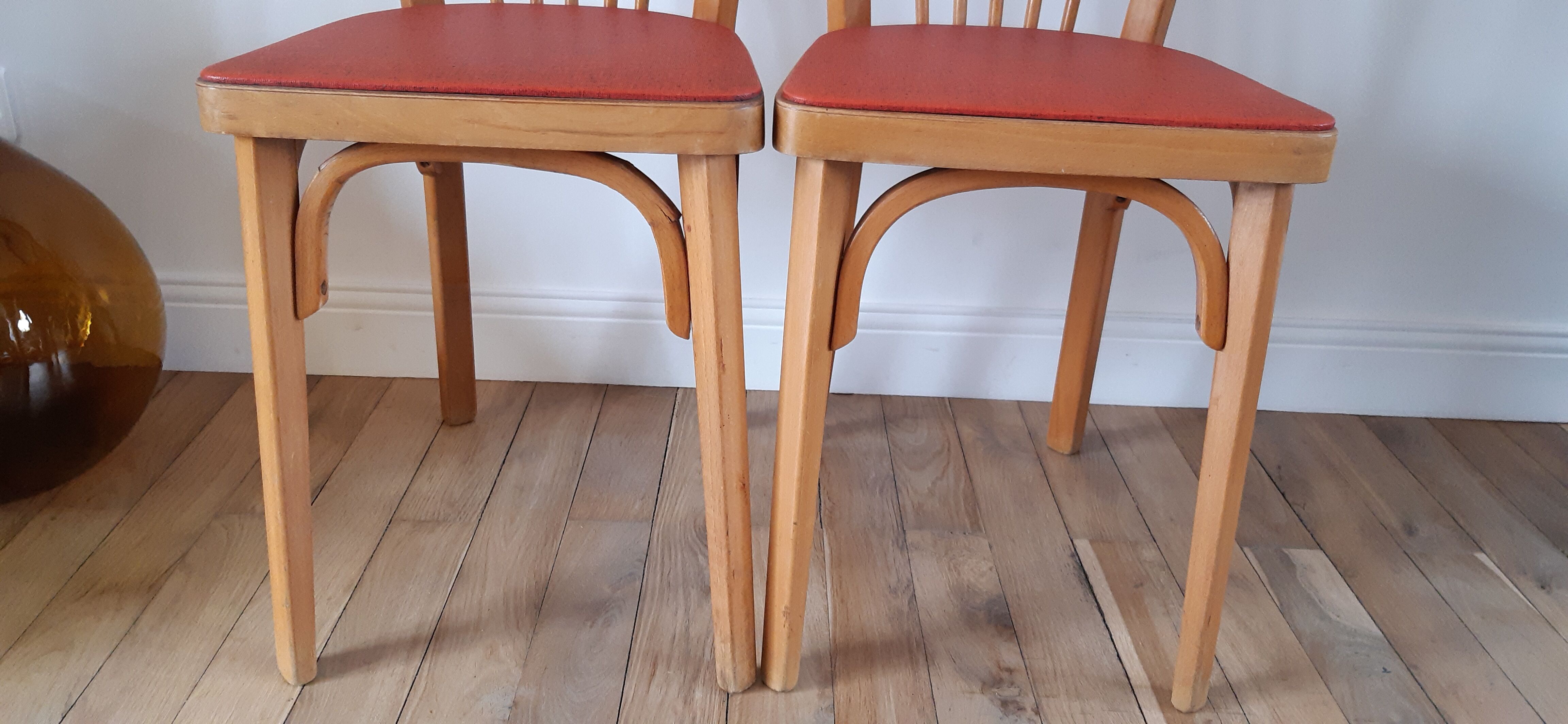 Pair of Baumann bistro chairs N°12 50s