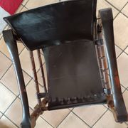 Vintage Iranian armchair wood & leather – Safari style – 60s/70s
