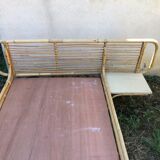 Rattan bed with integrated bedside
