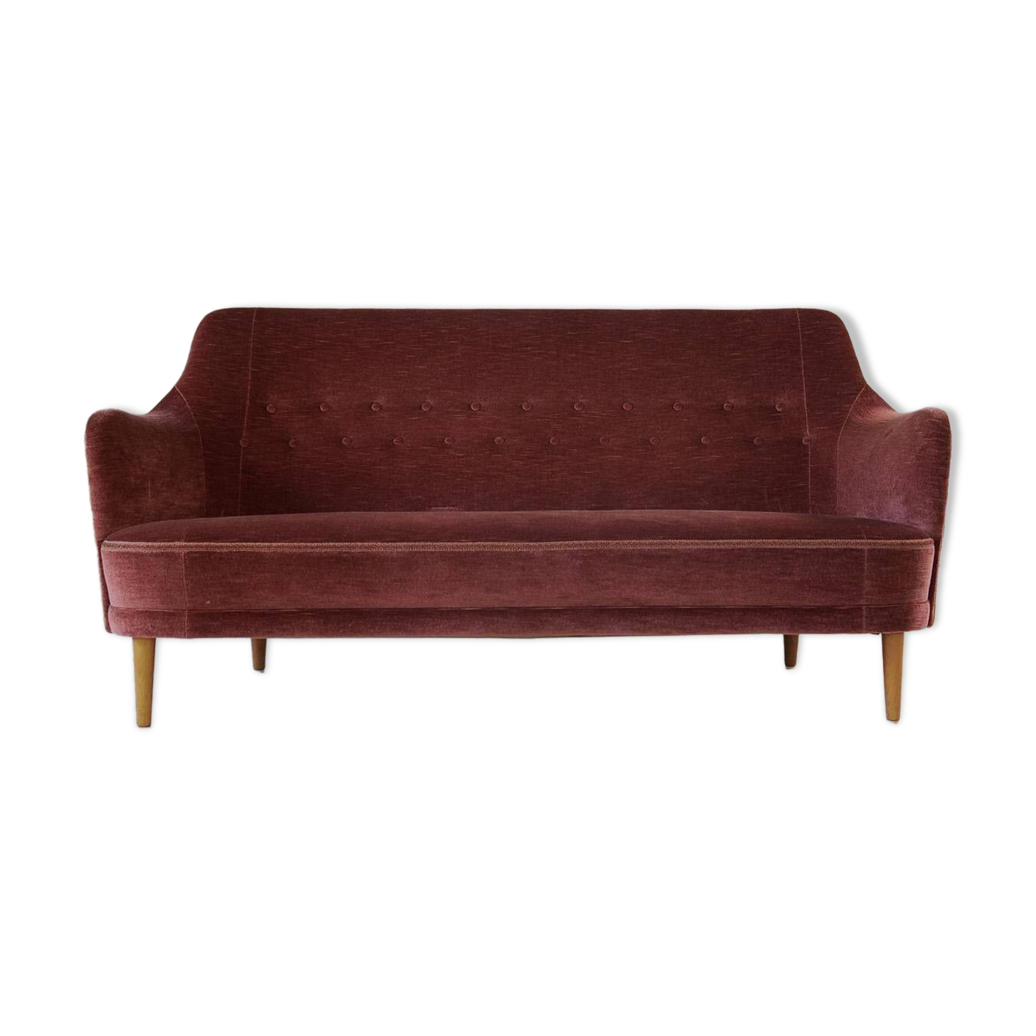 "Samsas" canapé in rare velvet by Carl Malmsten from the mid-century, Sweden, 1960s.