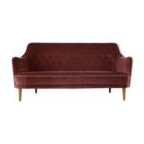 "Samsas" canapé in rare velvet by Carl Malmsten from the mid-century, Sweden, 1960s.