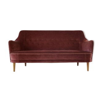 "Samsas" canapé in rare velvet by Carl Malmsten from the mid-century, Sweden, 1960s.