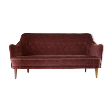 "Samsas" canapé in rare velvet by Carl Malmsten from the mid-century, Sweden, 1960s.