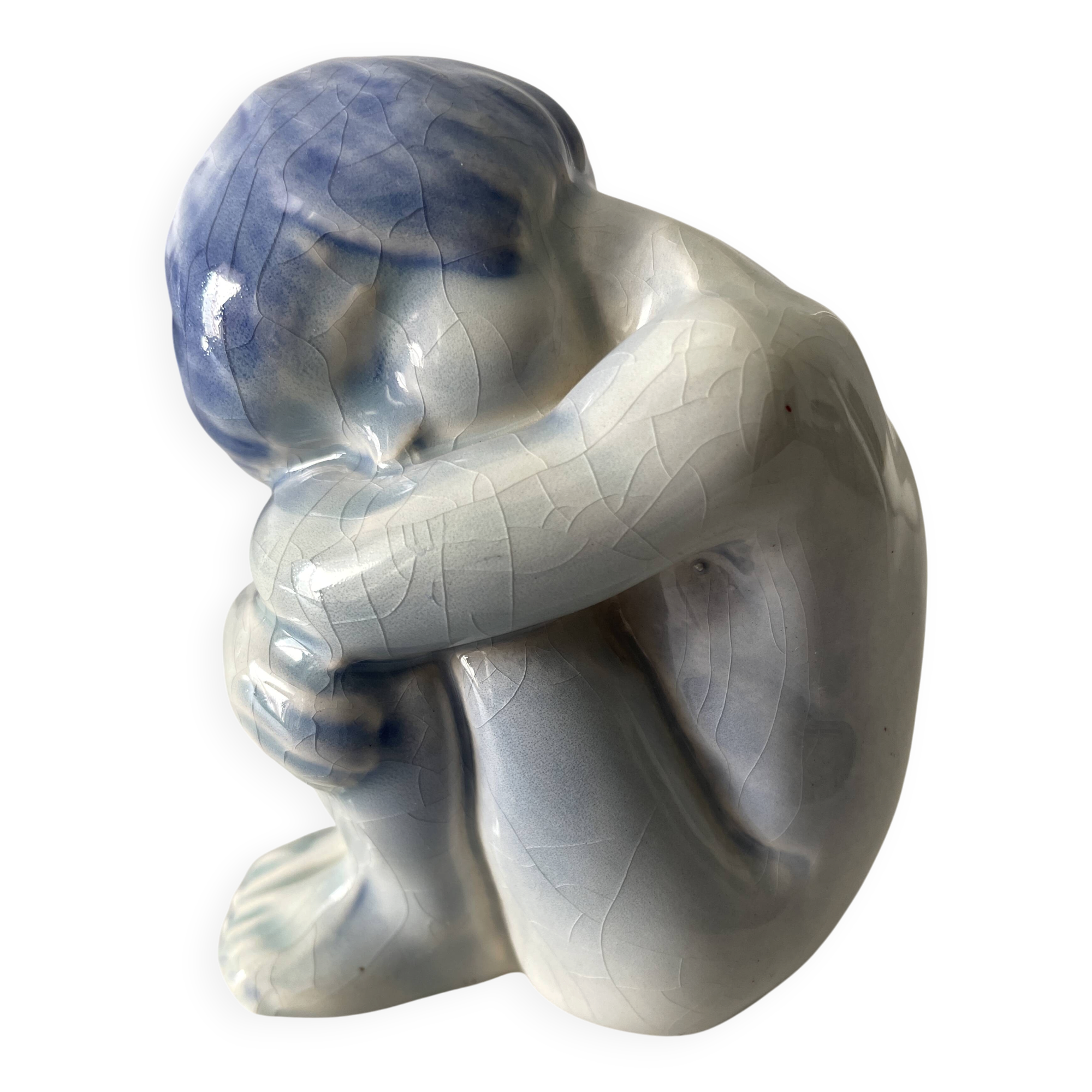 Rare statuette fillette delft signée et numérotée