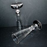 Lot de 2 flûtes à champagne ancienne en cristal taillé de Baccarat 1900