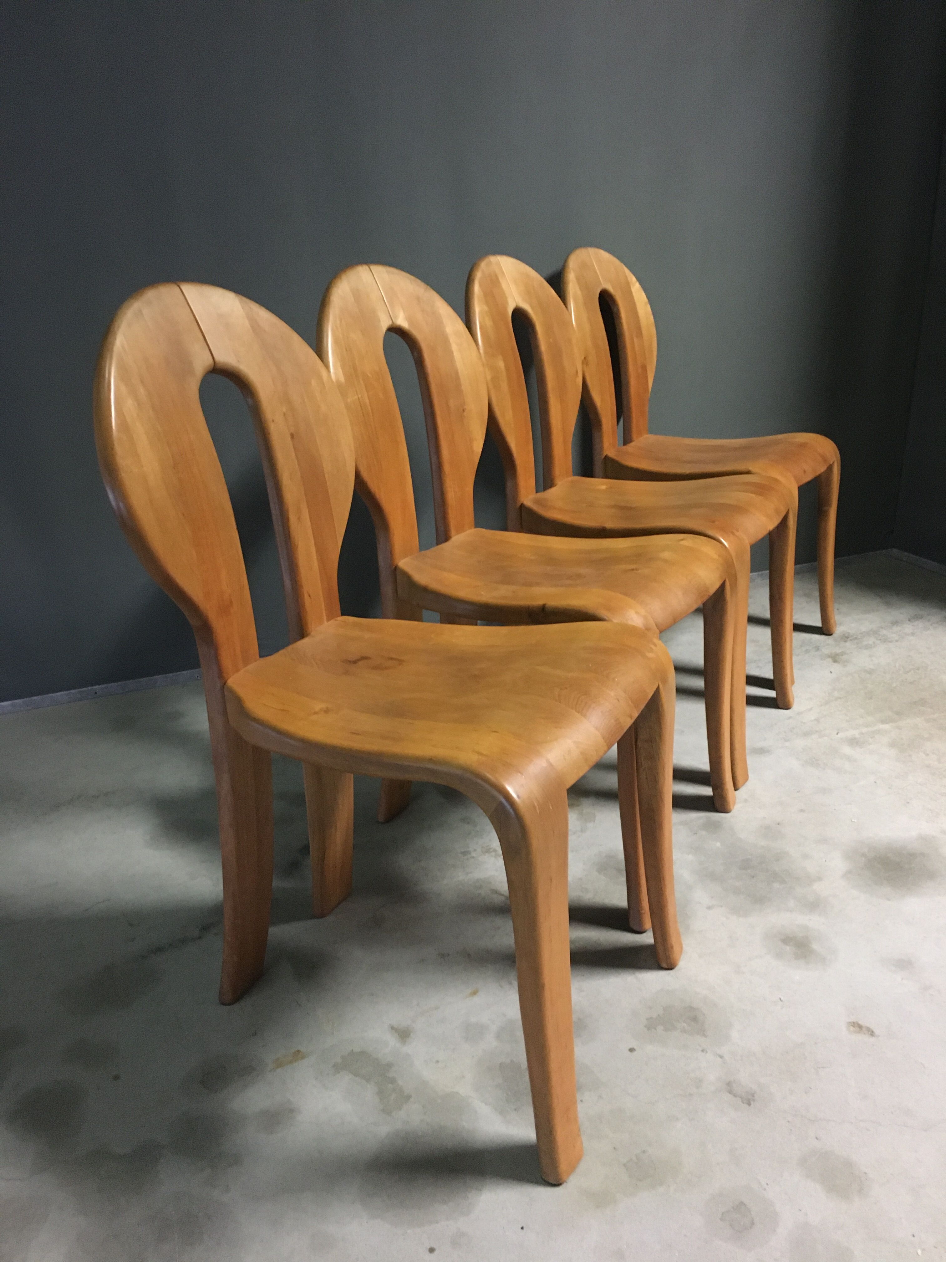 1980's wooden dining chairs.