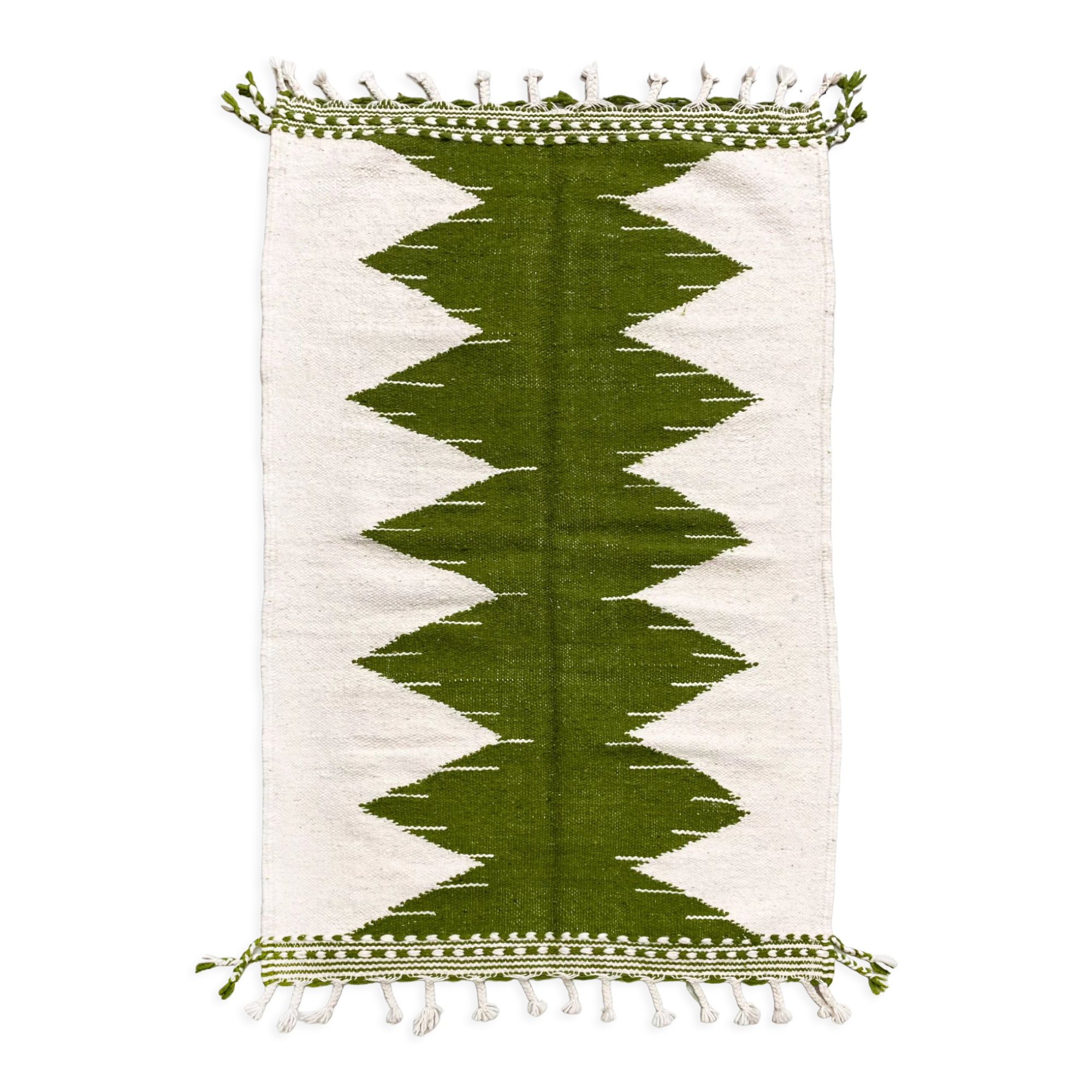 Kilim Moroccan Berber ecru with green patterns 172x103cm