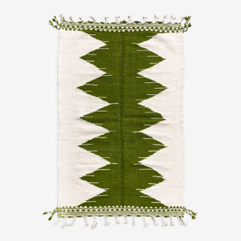 Kilim Moroccan Berber ecru with green patterns 172x103cm