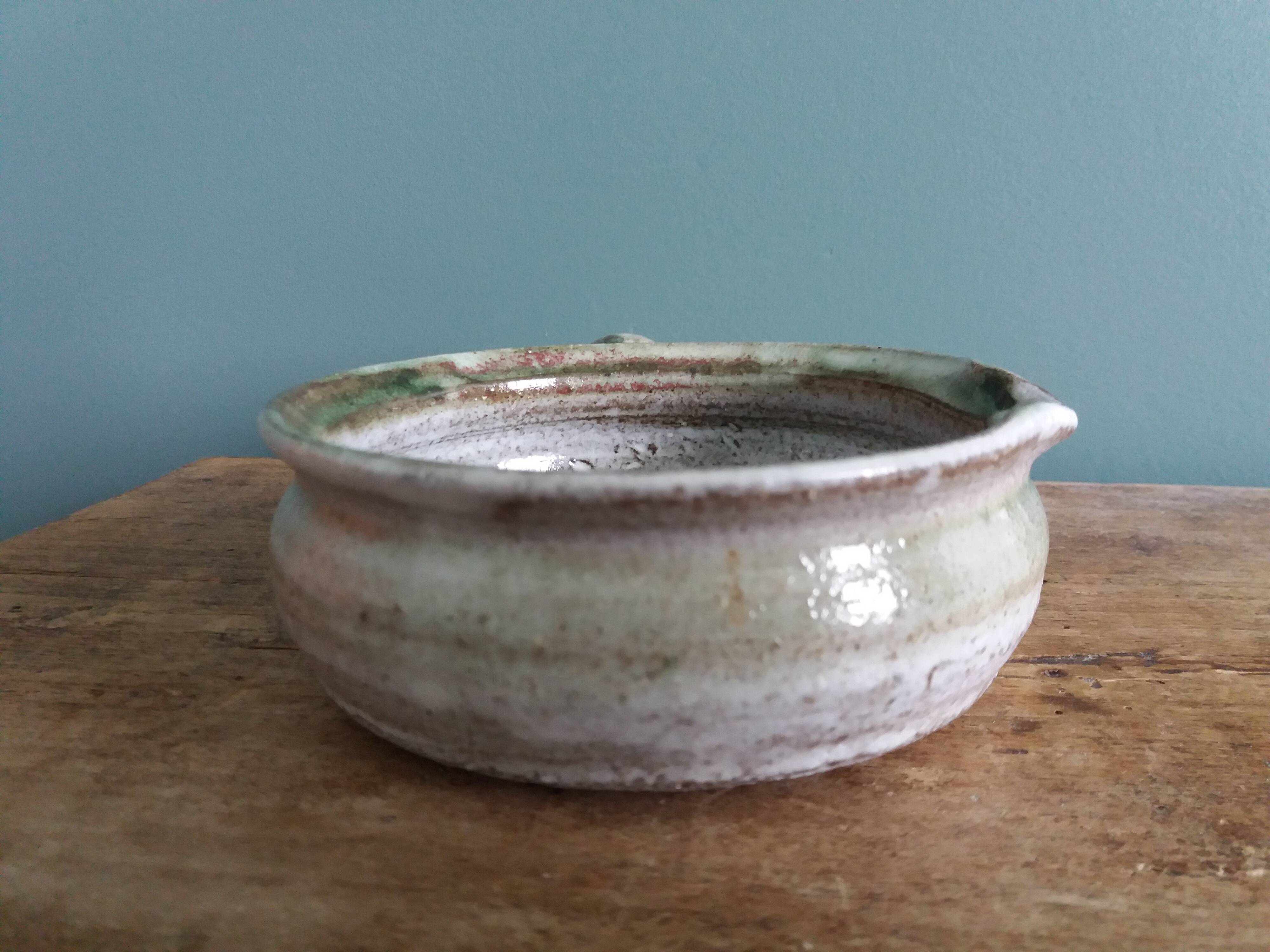 Stoneware sauce pot signed Thiry in Vallauris