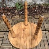 Table basse tripode pin massif brut 1960