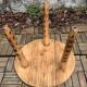 Solid pine tripod coffee table, raw, 1960