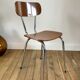 Light brown formica chair and brown tower 70s