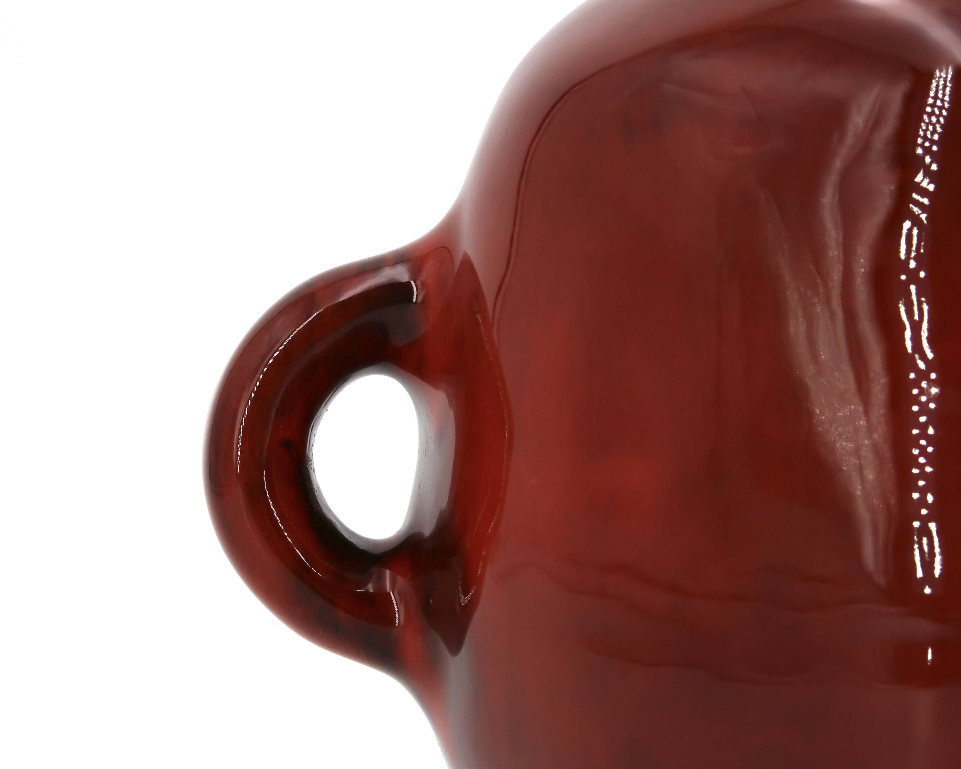 Blood red ceramic vase with handles by Max Idlas, 1960s.