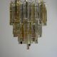 Venetian chandelier in colourless and gold Murano glass, Venini Triedi model, circa 1960.