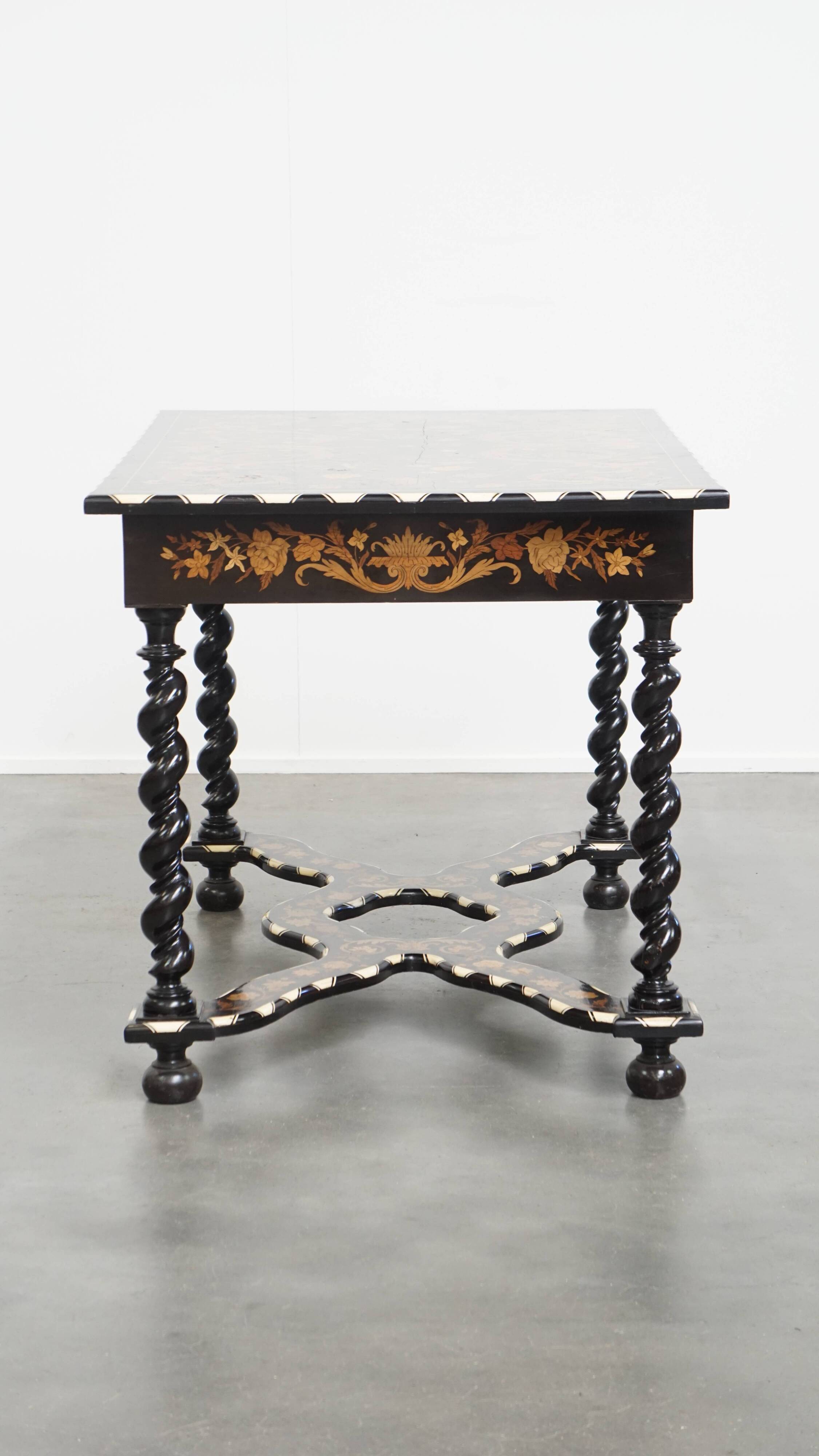 Antique 19th-Century Dutch Marquetry Table