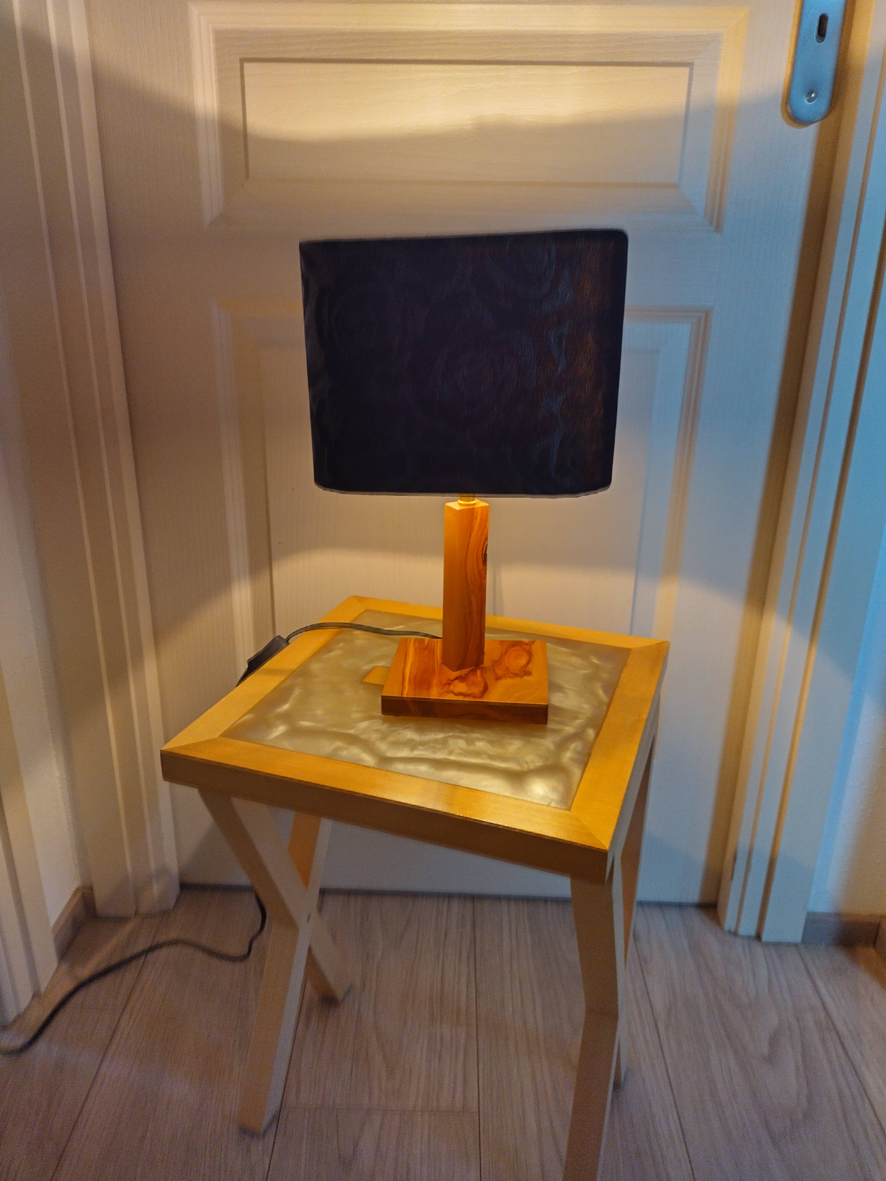 Handcrafted olive wood lamp