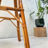 High stool in bamboo and rattan, circa 1960.