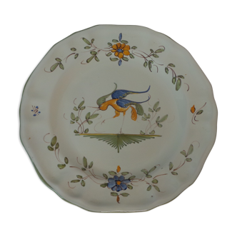 Decorative plate handmade Tolosane with bird decoration