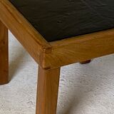 Coffee table in elm and slate by Maison Regain 1970