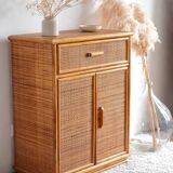 Vintage rattan sideboard from the 1970s.