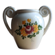 Small double-handled vase in French earthenware – Hand-painted floral decoration
