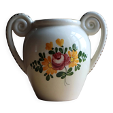 Petit vase double anses en faïence de France – Décor floral peint main