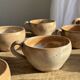 Set of 11 vintage coffee cups, raw matte stoneware H11