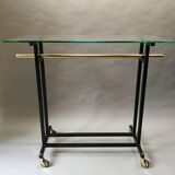 Serving table 70s black and brass