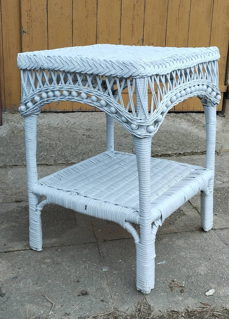 SQUARE WHITE WOVEN RATTAN COFFEE TABLE