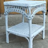 SQUARE WHITE WOVEN RATTAN COFFEE TABLE