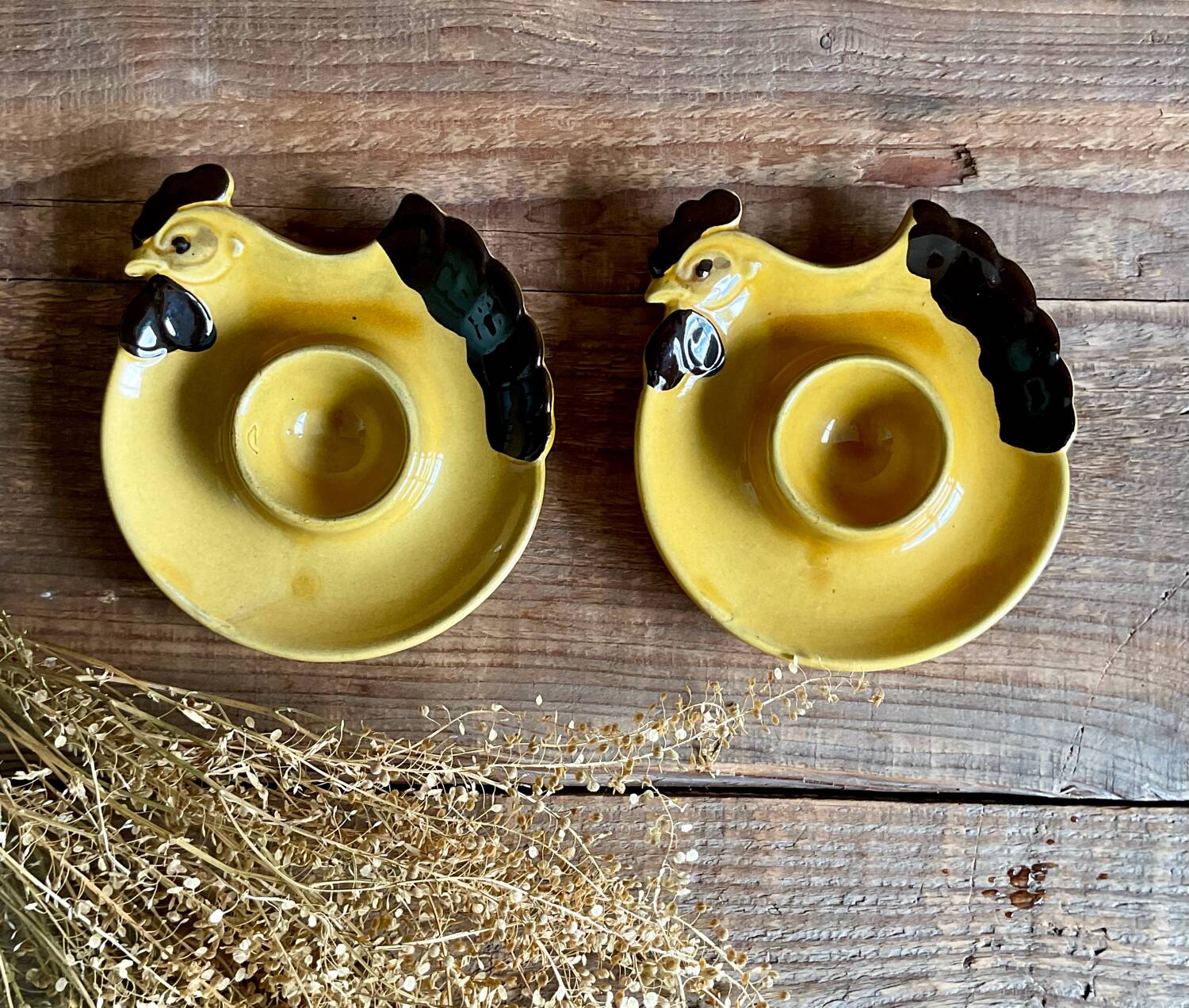 2 vintage “hen” egg cups