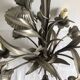 Mid-20th century 3-light floral chandelier in sheet steel