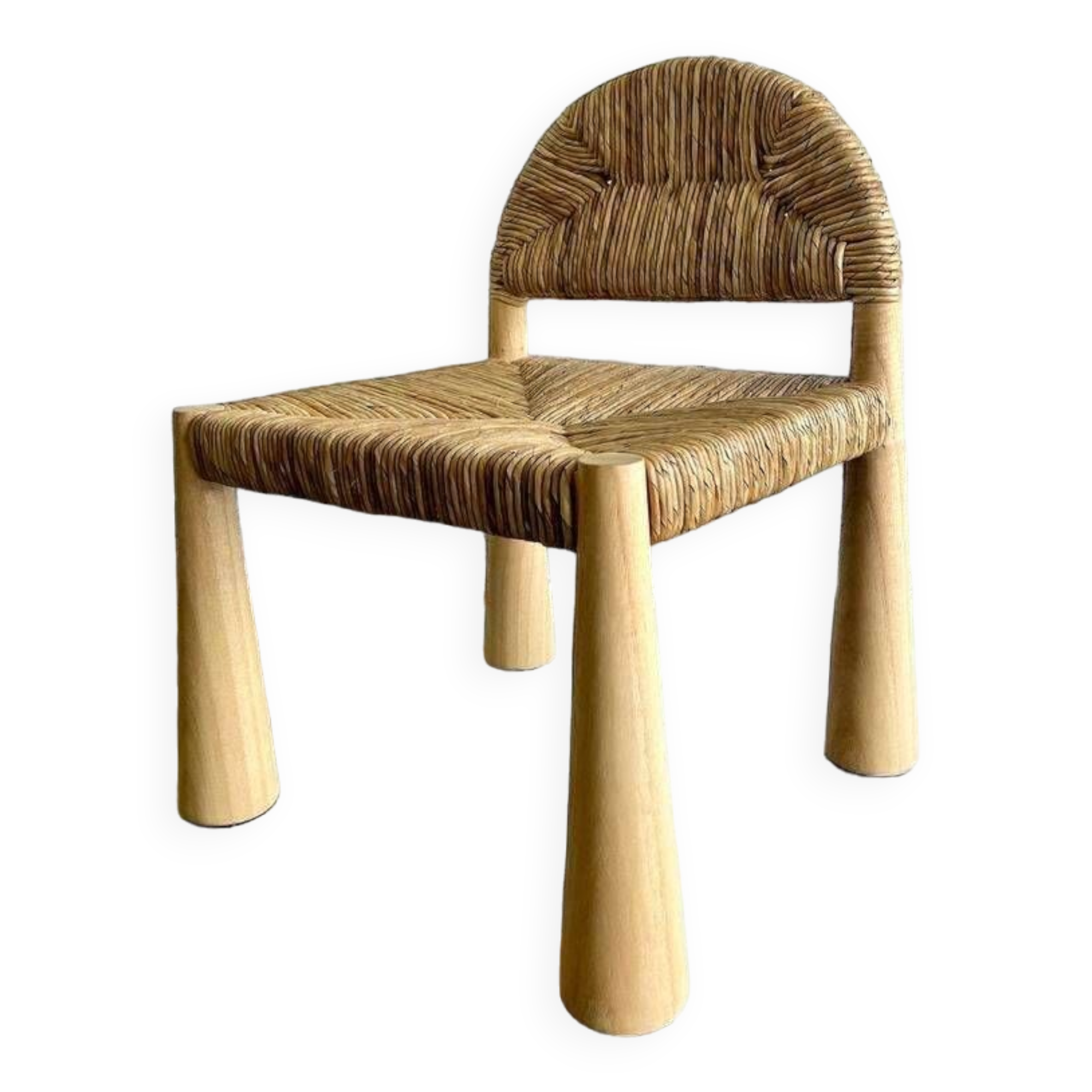 Solid wood chair with conical legs