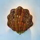 Pair of shell-shaped wicker wall sconces – rattan & brass, circa Italy 1970s
