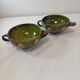 2 green glazed stoneware bowls with floral pattern – decorative tableware