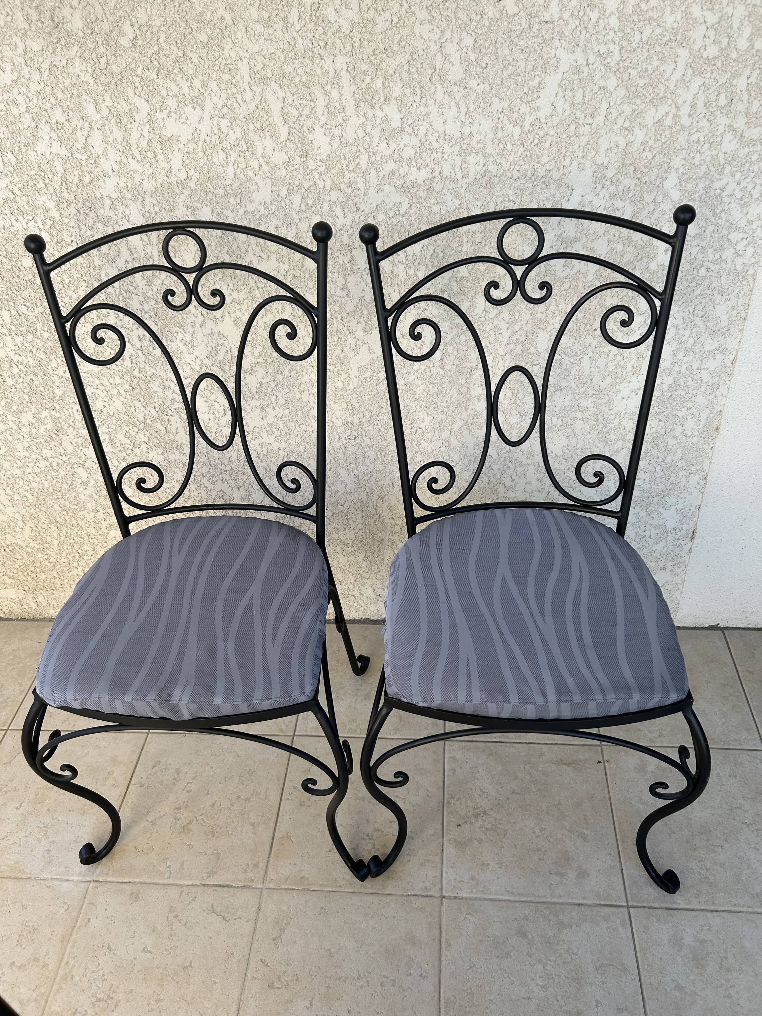 lot 6 chaises en fe forgé