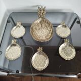 Vintage metal pineapple aperitif set – 1 large + 5 bowls