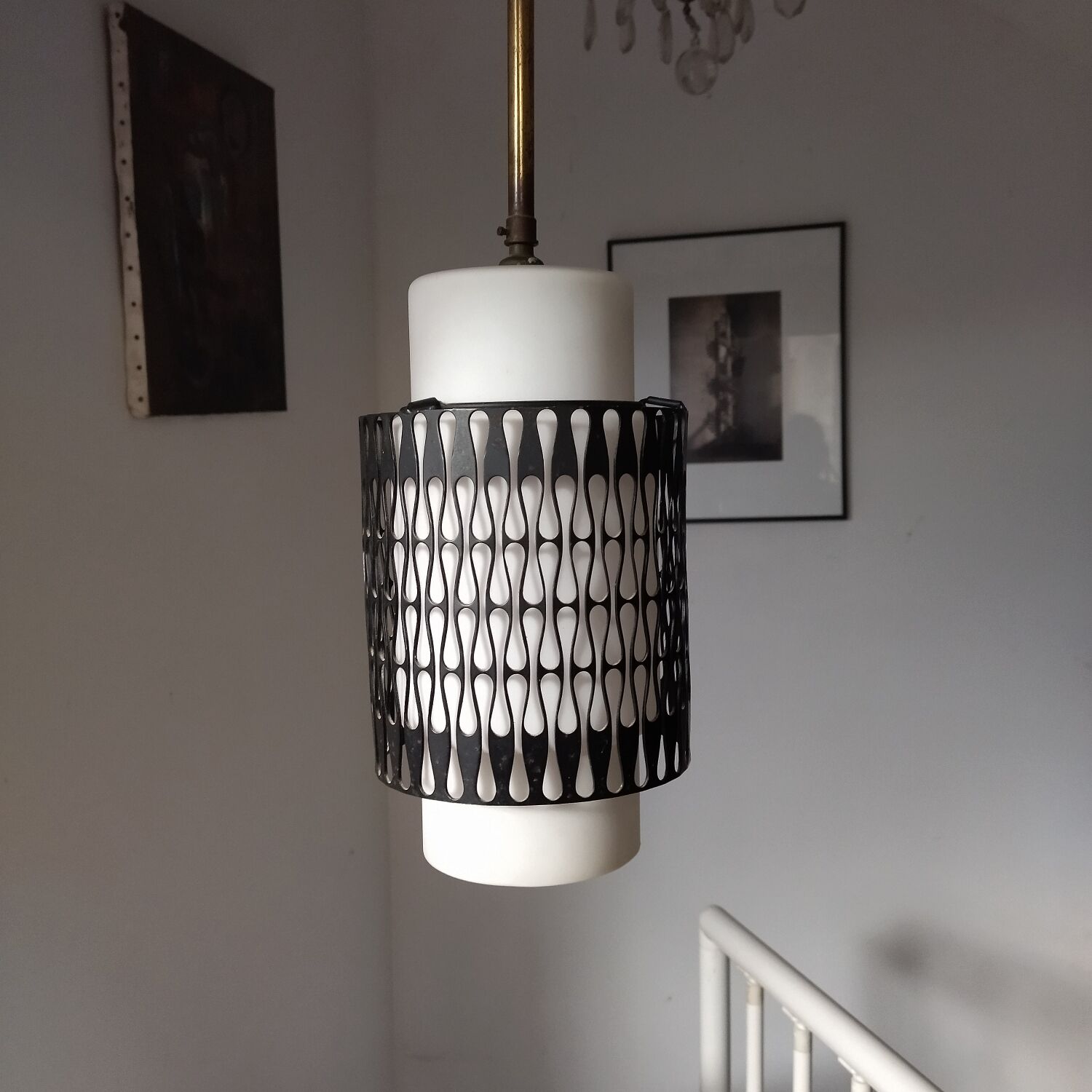 Scandinavian openwork metal pendant lamp