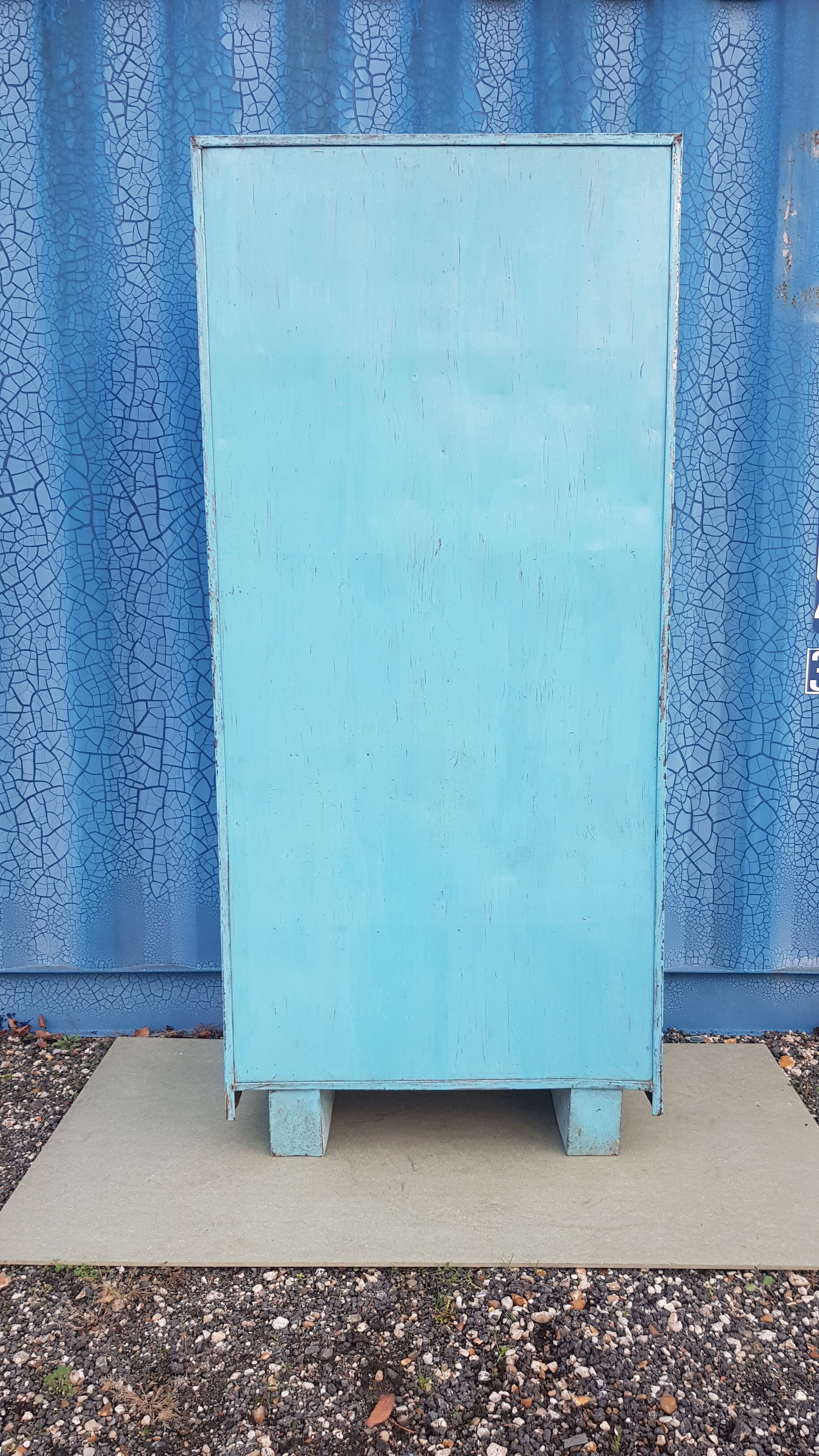 Old metal workshop furniture original turquoise patina