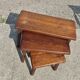 Vintage oak 3 nesting tables brutalist high legs