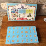 Educational game of 28 cubes of vintage wooden Jeujura