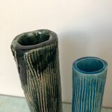 Two enamelled tubular vases