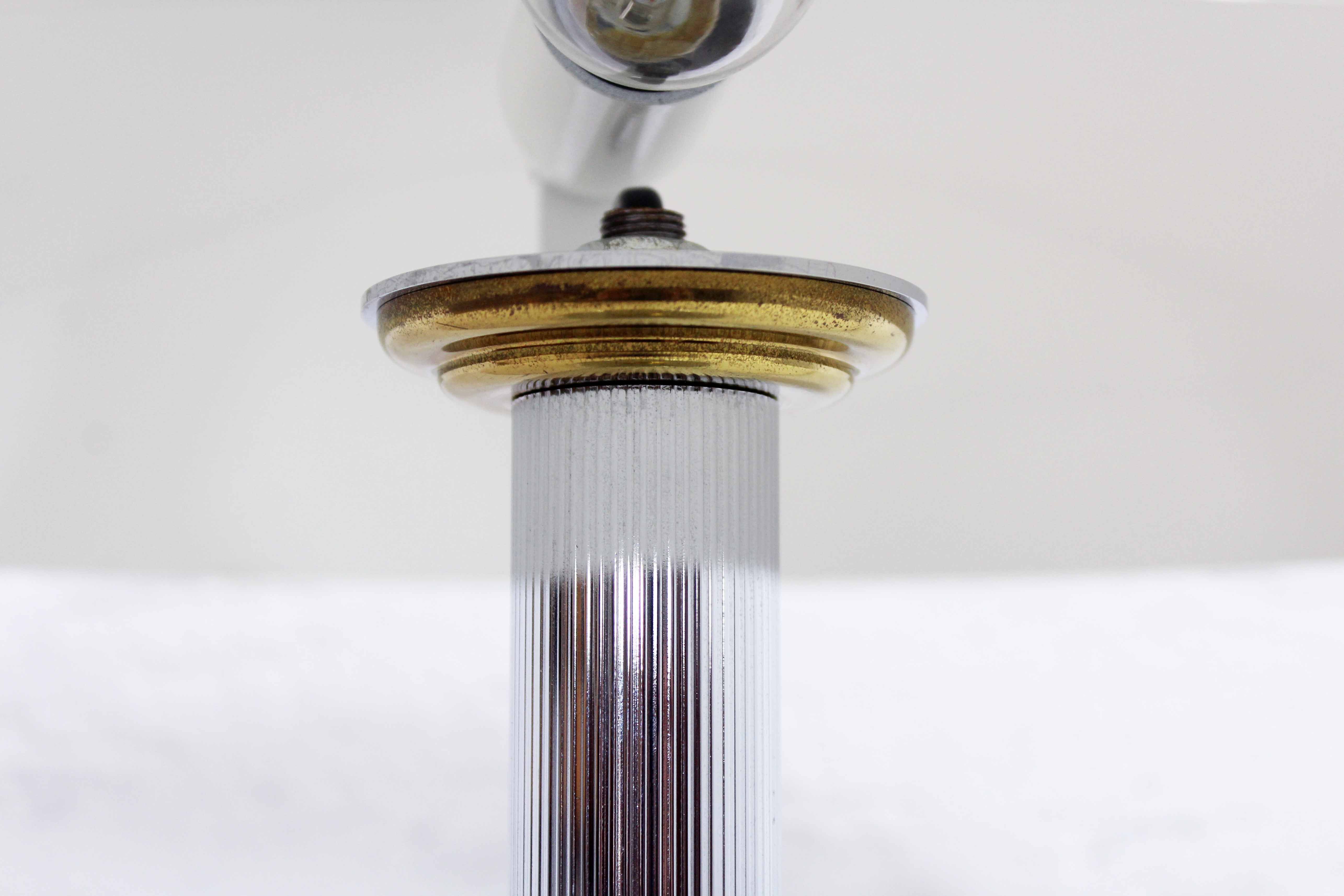 Lampe champignon en métal chromé