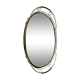 Vintage oval mirror plateau in gilded brass & black scoubidou — 1970s
