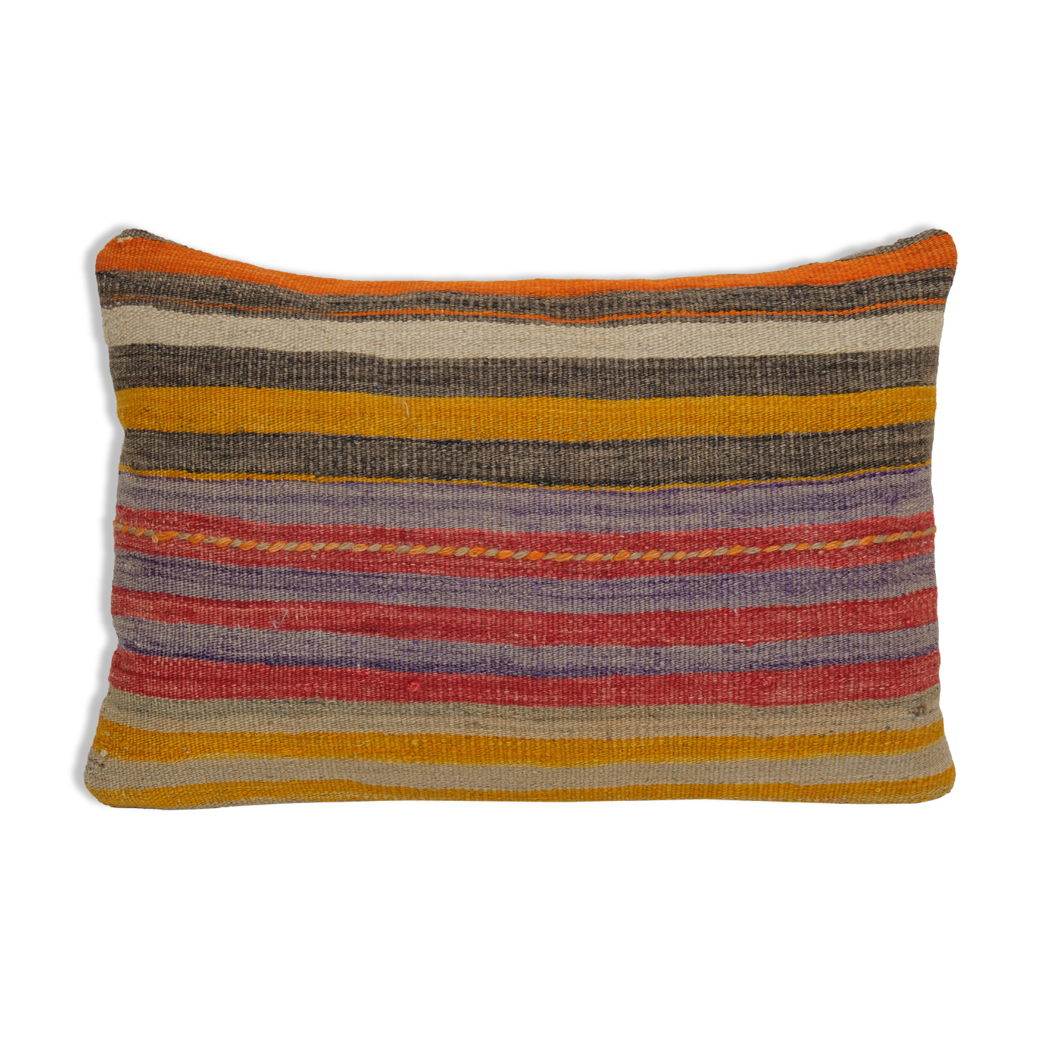 Ethnic wool turkish lumbar kilim pillow cover